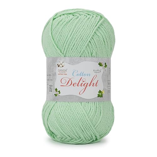 Image of Ganga Acrowools Cotton Delight, Dk Weight Cotton Yarn, Oekotex Class L Certified 100G, 169M (Spring Green)