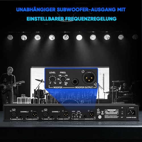 SOWOITIG Stereo Grafik-Equalizer mit 15-Band-EQ für Heimaudio-System, Rackmount Dual-Channel DJ-Equalizer mit Subwoofer-Ausgang und Rauschunterdrückung