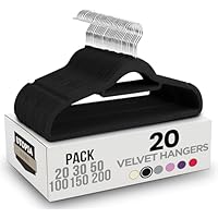 Utopia Home Pack of 20 Velvet Suit Hangers with Tie Bar - Heavy Duty Non-Slip Premium Hangers for Adult Clothes - 360 Degree Swivel Hook, Black