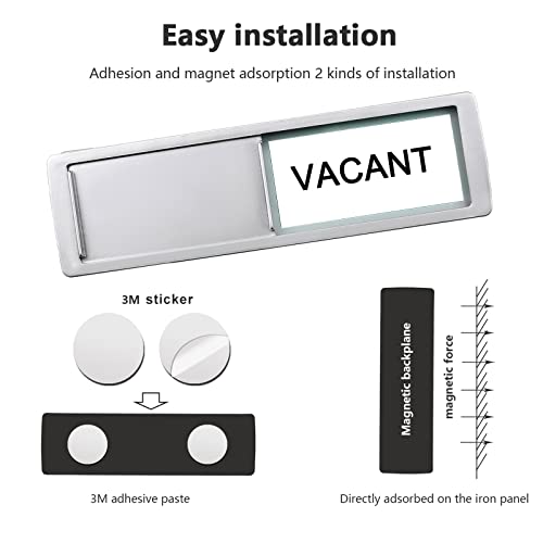 Image of Vacant Occupied Privacy Sign, Vacant Occupied Door Sign for Home Office Restroom Conference Hotels Hospital, Slider Door Indicator Tells Whether Room Vacant or Occupied, 7'' x 2''-Black&White