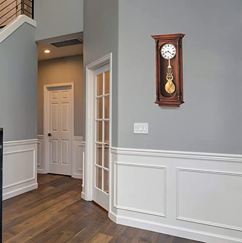 Howard Miller Helmsley Wall Clock 620-192 – Windsor Casual, Brass Pendulum With Quartz Dual-Chime Movement #TOP2