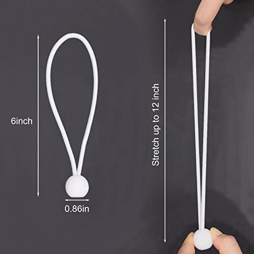 LOOGI Bungee Cord with Balls, 25Pcs 6 Inch White Bungee Ball Cords - Image 2