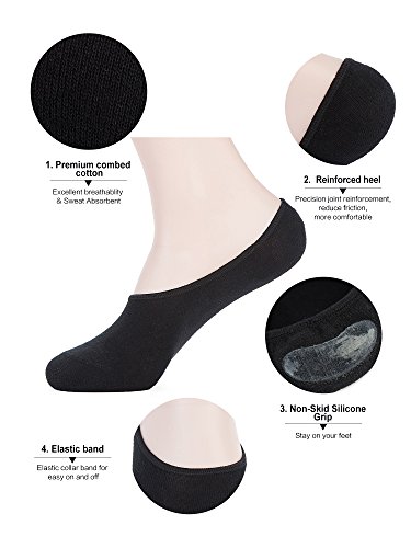 ADFOLF 6 Pack Mens No Show Socks Casual Low Cut Thin Loafers Non Slip Boat Liners