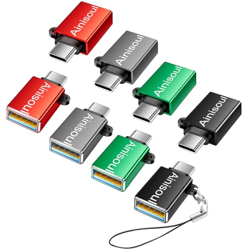 Ainisoul USB C to USB Adapter 8 Pack,Type C to USB Adapter,USB-C to A Adapters,USBC to USBA Converter for iPhone 16 15 14,MacBook,iPad Pro,Galaxy S20-S23,4 Color