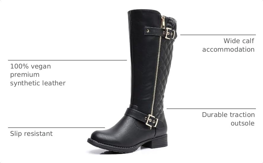 GLOBALWIN Women's Knee-High Boots Fall Winter Fashion Tall Black Riding Boots Size 8M - image 3