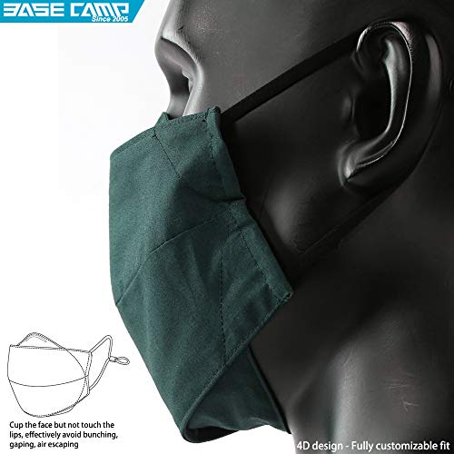 Base Camp Reusable Cloth Face Masks For Women Men, Washable 3-Ply 100% Cotton Adjustable Breathable Fabric Safety Mask With Nose Wire And Filter Pocket, Outdoor Cotton Face Protection Masks #TOP2