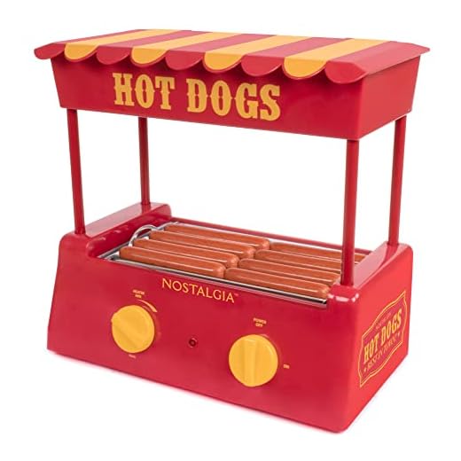 Nostalgia Countertop Hot Dog Roller and Warmer, 8 Regular Sized, 4 Foot Long Hot Dogs and 6 Bun Capacity, Stainless Steel Perfect For Breakfast Sausages, Brats, Taquitos, Egg Rolls