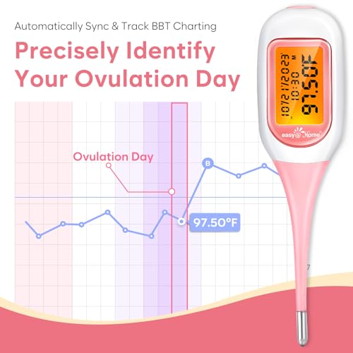 Image of Easy@Home Smart Basal Thermometer for Women: Digital BBT Auto Sync with Premom App - Large Screen and Backlit Body Temperature - FSA Eligible, Charting, Precise Fertility Prediction | EBT-300