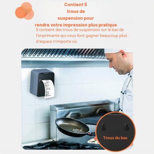 Imprimante Thermique pour Reçus,80mm Impression Thermique Directe Bureau Connexion USB+LAN Haute Vitesse avec Cutter Automatique Panier Papier Grande Taille Support ESC/POS pour