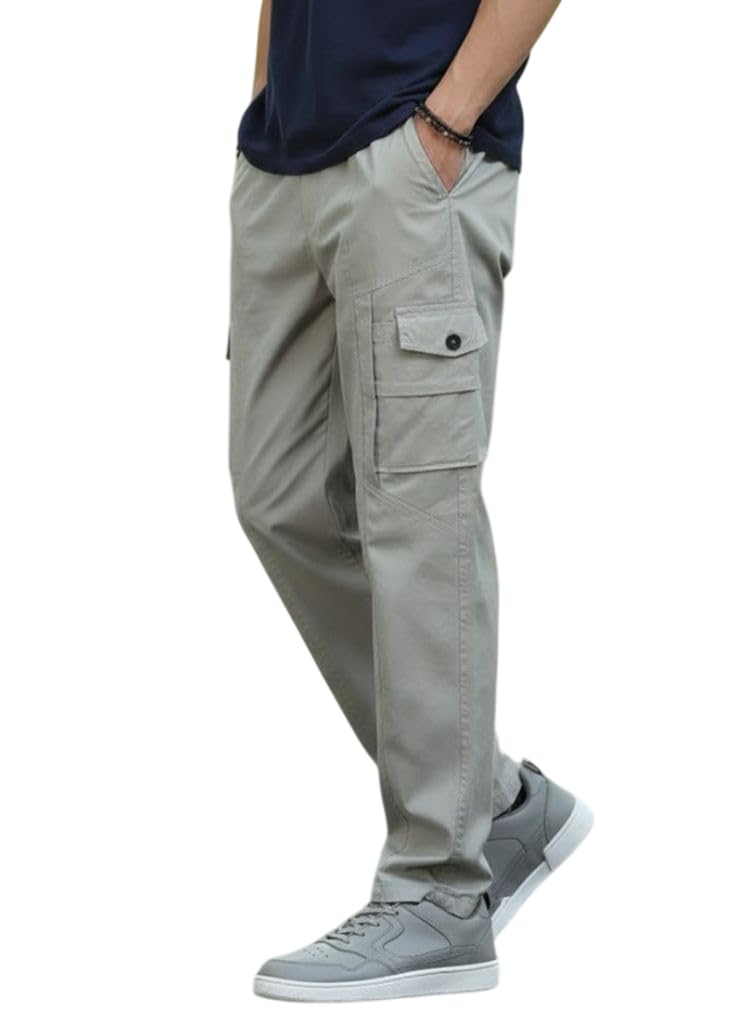 Men's Cotton Cargo Pants | Stylish Casual Trousers for Men | Relaxed Fit Multi Pocket Cargo Trousers | Drawstring Waist Pant | Comfortable Lower for Men