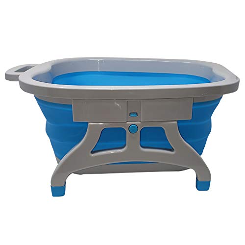 Large Foot Soaking Tub, bucket for feet, foot bath, foot tub, for at Home Spa Pedicures. Plastic/Rubber Foldable Bucket For Soaking Feet to Apply Callus Remover, or Use Pumice Stone (Blue) - Thumbnail 6
