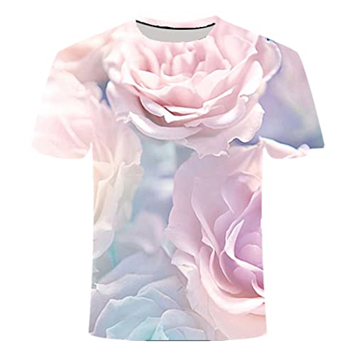 T-shirt fleurs 3D haut de gamme imprimé avec soin pour un confort d'été durable