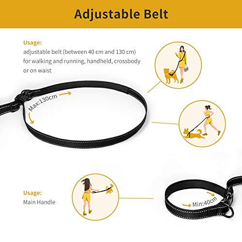 Bella & Pal Hands Free Dog Leash For Medium Large Dogs, Adjustable Bungee Dog Leash With Nylon Double Handle For Walking, Running, Training, 6 In 1 Waist Dog Leash, 8Ft #TOP2