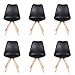 Lot de 6 chaises modernes en bois de style scandinave du milieu du siècle (Noir-E, 6)
