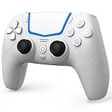 BETMI Wireless Controller for PS-5/Pro/Slim/PC,Bluetooth Gaming Controller with Hall Joysticks/LED Channel Light/Turbo/6-Axis Gyro/Dual Vibration/Touchpad/3.5mm TRRS Audio Jack/Speaker Function(White)