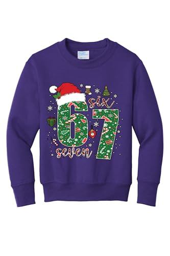 wild custom apparel 67 6 7 Six Seven Boys Girls Kids Youth Santa Ugly Funny ChristmasSweater Crewneck Sweatshirt
