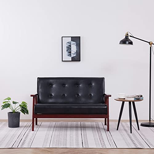 MOBCANT Sofa 2-Sitzer Schwarz Kunstleder Wohnlandschaft Couch Polstergarnitur Schlafcouch für Wohnung Schlafzimmer Wohnzimmer Hotel MOBCANT Sofa 2-Sitzer Schwarz Kunstleder Wohnlandschaft Couch Polstergarnitur Schlafcouch für Wohnung Schlafzimmer Wohnzimmer Hotel