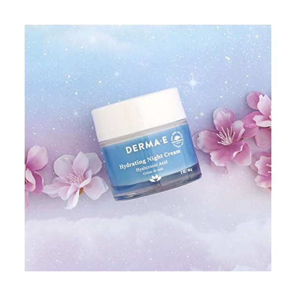 Derma E Ultra Hydrating Night Cream, Advanced Repair Overnight Face Moisturizer with Hyaluronic Acid to Replenish, Smooth and Nourish Skin, 2 oz