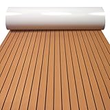 Pterying EVA Foam Boat Flooring - 94.5''x 47.2'' Waterproof Non-Slip Marine Carpet, 6 MM Self-Adhesive Sea Deck for Jon Boats Yacht Kayak Surfboard RV Garden Swim Platform, Brown Stripe