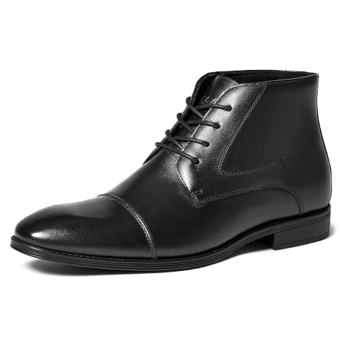 Image of Holy dove Mens Dress Boots Leather Oxford Chukka Boots | Hi-Poly insole,non-slip rubber outsole, business formal, ankle-high chukka Oxford style