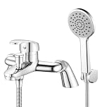 Coleniny Bath Tap with Shower Head and 1.5M Hose, Modern Bath Shower Mixer Tap, Single Lever Bath Mixer Tap Shower Kit for Bathtub and Shower, Bath Filler Mixer Tap Chrome, Solid Brass, 180mm Centres