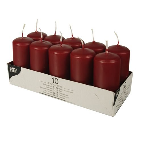 Stumpenkerzen Ø 40 mm 90 mm bordeaux Weihnachtskerzen, Weihnachtsdekoration Menge: 40