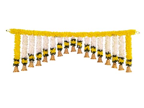 Image of Afarza Toran for Door Entrance Bandarwal Festival Relegious Handmade Home Decoration Hanging (Yellow)