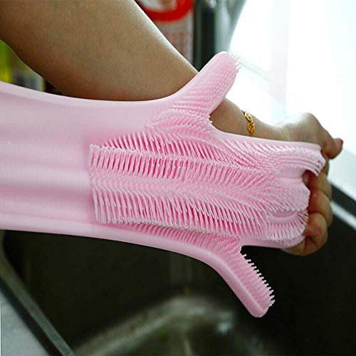 Image of GadgetBite Hand Gloves for Kitchen Cleaning dish Washing Gloves Silicone Dishwashing Hands Vessel dishwasher wash utensil For Women Men House essentials for Bathroom Cleaning Pet Hair Care - Multi