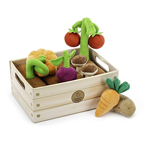Image of Educational Insights Vegetable Garden 13-Piece Plush Set, Pretend Food, Early-Learning Skills, Ages 2+, Multi