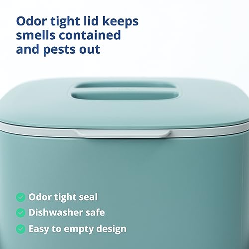 BLUE GINKGO Kitchen Compost Bin - Easy Clean Food Waste Bin for Kitchen with Handles | Countertop Compost Bin Kitchen Food Scrap Pail Bucket | Made in Korea (0.69 gal / 2.6L) - Green - Image 5
