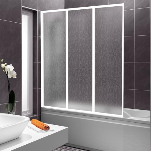 Vkechh Duschwand für Badewanne 120×140 cm, 3-teilig Faltbar aus...