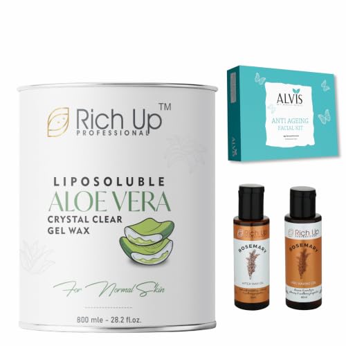 Image of Liposoluble Blueberry Crystal Clear Gel Wax, Normal Skin, 800ml, Painless Hair Removal with Vitamin C | Get 60 ml After Wex Oil & Gel And Facial Kit Free (Aloe Vera)