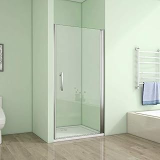 90x195cm Duschtür Duschabtrennung Drehtür für Nischen Dusche Duschwand NANO Echtglas (A1-90E V2+1B V2)