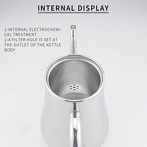 SANQIAHOME Stainless Steel Teapot with strainer Tea Pot With Removable Infuser or filter for Loose Leaf and Tea Bags cold water Pitcher Tea Maker Dishwasher Safe (silver, 1550ml(51Oz))