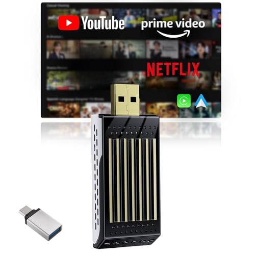 Image of 2025 Wireless AI Car Box 3-in-1 Wireless CarPlay & Android Auto with YouTube /Netflix /Prime /Hotstar 4GB RAM 64GB Storage Cortex-M3 Processor Android 13 Bluetooth 5.4 GMS Certified Plug & Play