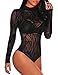 Produktbild Uranus Damen Sexy Strass Mesh Lange Ärmel/Ärmellose Bodys Sheer Trikot Clubwear (XXL, Schwarz8)
