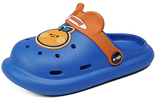 INMINPIN Kids Clogs Cute Garden Shoes Boys Girls Cartoon Sandals Toddler Summer Beach Pool Slip-On Slippers,Blue,Little Kids 13-14