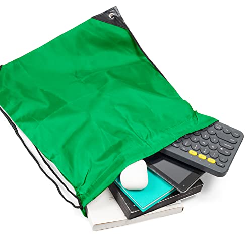 Image of IKAYAS 6Pcs Drawstring Bags Bulk Green Drawstring Backpack, String Backpack Cinch Sack Sport Gym Backpack Bags for Yoga Traviling Outdoor Sports