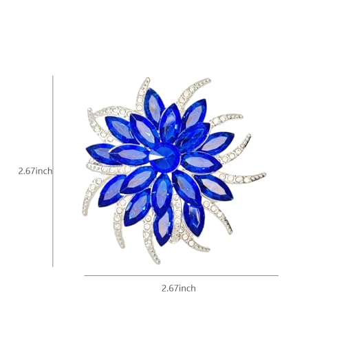 Image of Large Crystal Flower Brooch Pin for Women Red purple pink green Rhinestone Flower Lapel Pin Wedding Party Birthday Dance Banquet Dress Suit Ceremony Clothes Hat Bag Accessories Jewelry