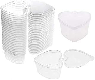 NA 25 Pieces Heart Shape Slime Storage Container Organizer Box with Lid Mud Light Clay Slime Containers Leakproof Clear Plastic Pots for Spices Heart Shaped with Lid
