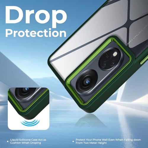 Image of A rtistque Frosted Translucent Back Cover Case for Oppo Reno 8T 5G | Chrome Ring Design | Premium Matte Finish | Shockproof TPU | Slim Protective Design | Oppo Reno 8T Back Cover - Green