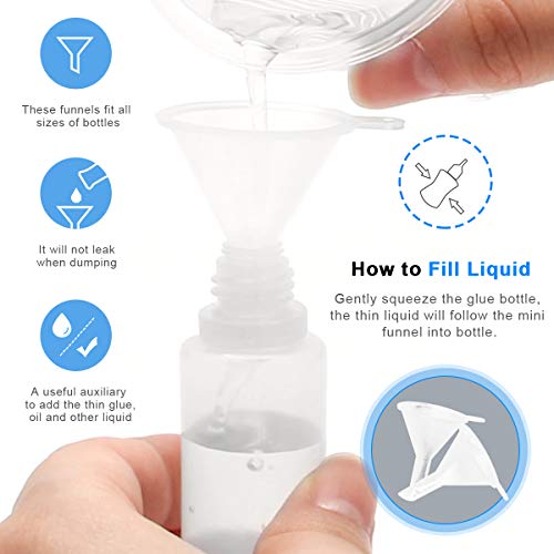 Ahier Precision Tip Applicator Bottle, Glue Applicator Bottles, 50 Pcs 15Ml Precision Tip Applicator Bottles With 10 Plastic Funnels, For Acrylic Painting, Quilling, Alcohol Ink(Precision Tip Bottle) #TOP3