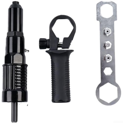 Kit de conversión de herramientas de remache eléctrico, accesorio de taladro de aleación de aluminio para fijación resistente con mango vertical y amplia compatibilidad de tamaño de 2,4 mm a 4,8 mm