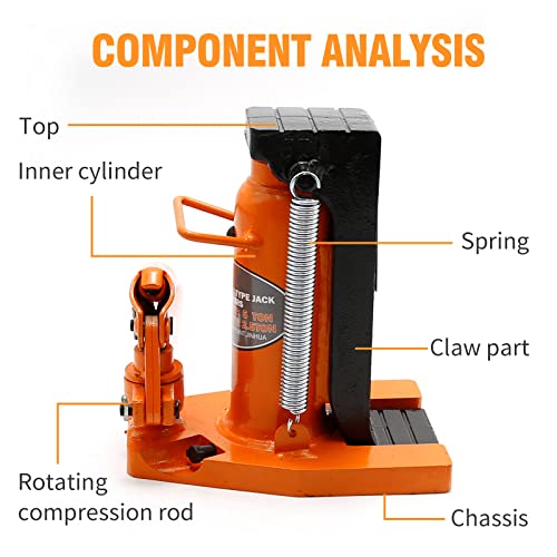 10T Toe Jack, Lift Hydraulic Machine, Toe Jack Lift with Manual Hand Pump, Air Hydraulic Toe Jack Heat-Treated Steel, Yellow - Thumbnail 3