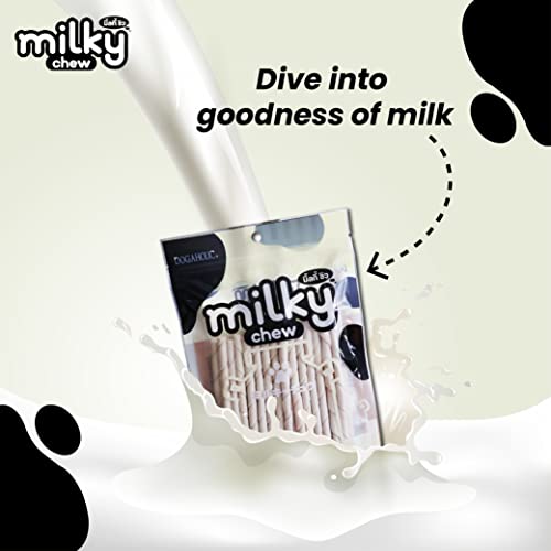 Image of Dogaholic Milky Chew Stick Style Dog Treats | Milk-Flavoured Rawhide Chews for All Ages & Sizes | Strong Teeth & Bone Support | 30 Sticks Per Pack (Pack of 5)