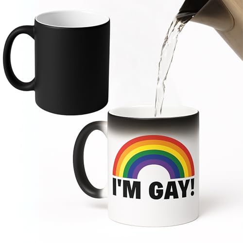 Turtle Straws I'm Gay Rainbow Heat Change Mug - Funny Rude Mug - Message Appears as it Heats -...