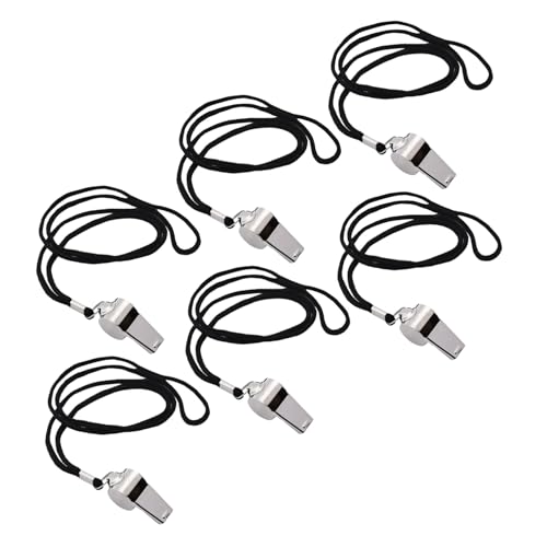 Set 6 silbatos de acero inoxidable con cordón para entrenadores miniatura 1
