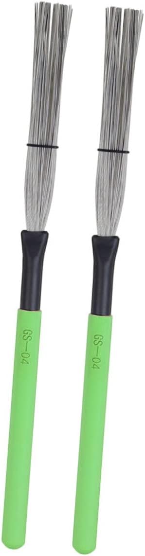 LIOOBO Colorful Metal Wire Drum Brushes Wooden Handle for Jazz Drums 2-Piece Set Sturdy Steel Wire for Percussion and Drumming Enthusiasts