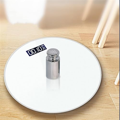 Báscula digital redonda de baño con vidrio templado miniatura 4