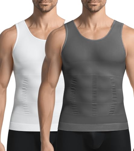 Image of 3 Pack Compression Shirt Men Body Shaper Vest Workout Tank Top